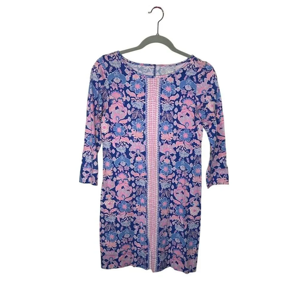 Lilly Pulitzer XS Marlowe Floral T-Shirt Dress Multicolor 3/4 Sleeve - Picture 1 of 3